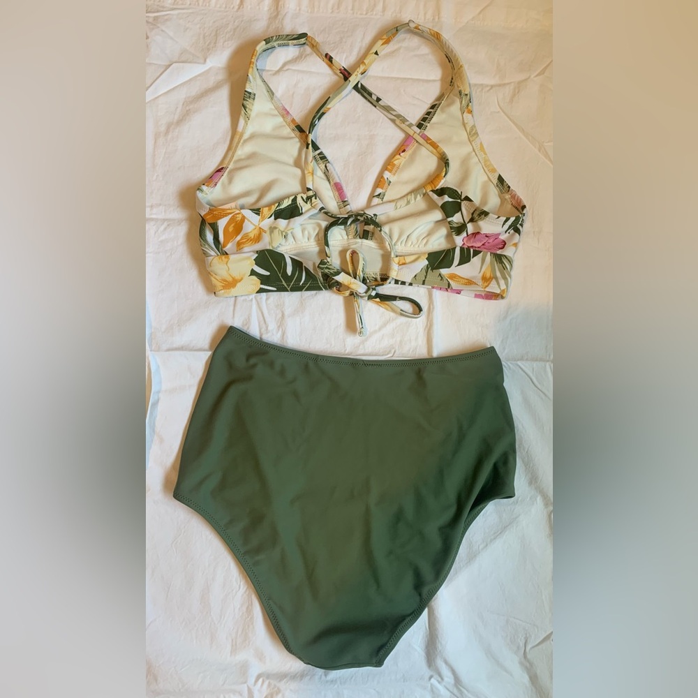Aerie Tropical Floral Bikini Set - Green and Yellow - Picture 2 of 2